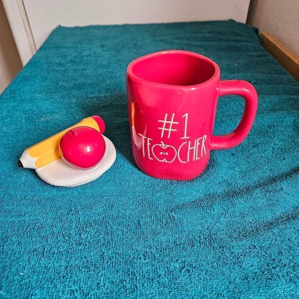 Rae Dunn Red #1 Teacher Mug with Lid